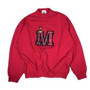 Mickey Mouse & Co Vintage 90s Disney Red Plaid M Sweatshirt USA Made Size XL